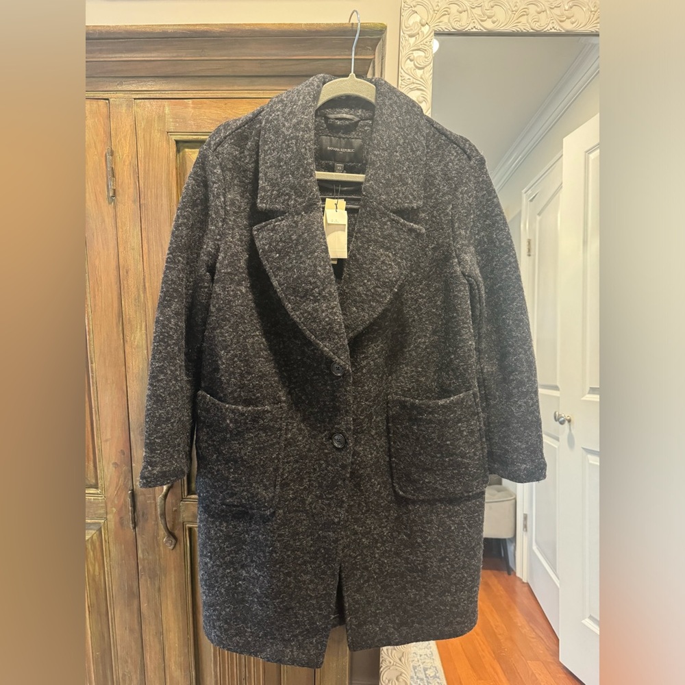 Banana Republic Knit Cocoon Coat Dark Charcoal